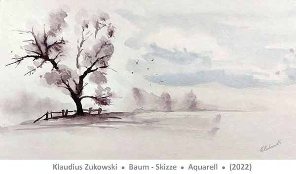 Baum - Skizze, Aquarell von Klaudius Zukowski - Lust auf Kunst - Malen lernen - Bad Driburg - Dringenberg