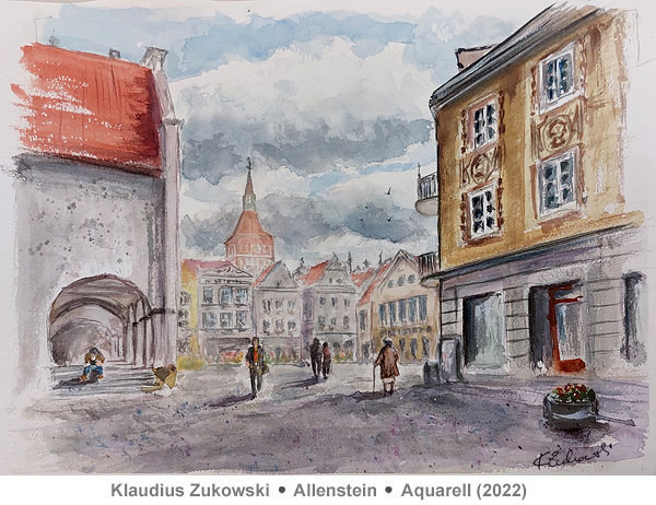 Allenstein (Altstadt) (Aquarell) von Klaudius Zukowski - Lust auf Kunst - Malen lernen - Bad Driburg - Dringenberg