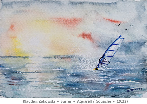 Surfer (Aquarell / Gouache) von Klaudius Zukowski - Lust auf Kunst - Bad Driburg - Dringenberg